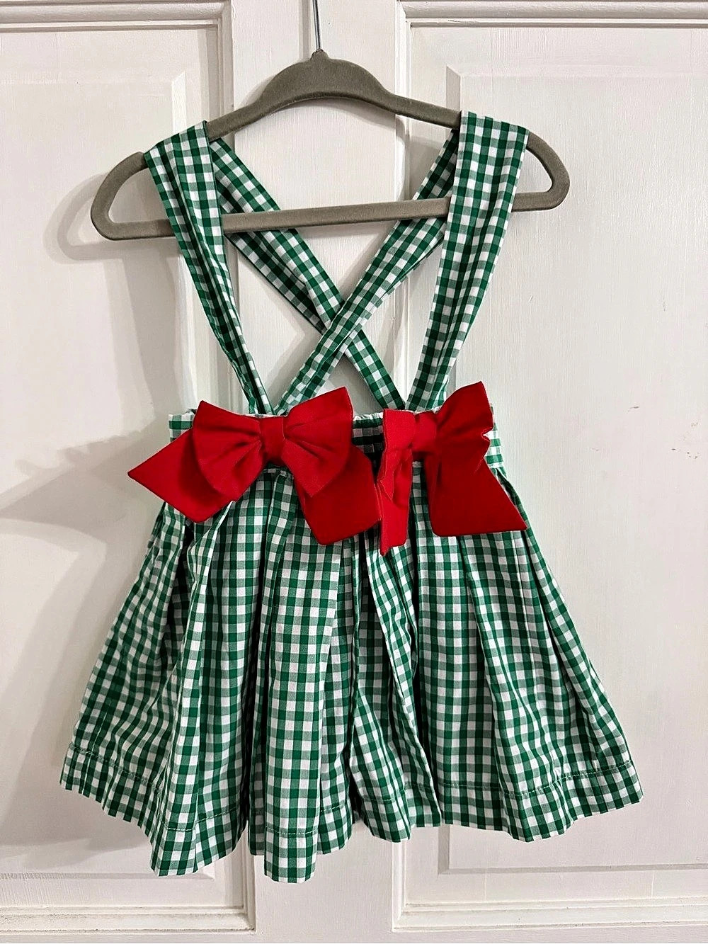 Posh Pickle Gingham Dress Green & White Baby 18M Like New